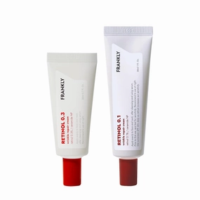 FRANKLY Retinol Starter Duo: 0.1% & 0.3% Cream | Anti-Aging, Acne Care & Skin Turnover | For All Skin Types | Vegan & Cruelty-Free | Korean Skincare Set | 1.01 fl.oz & 0.7 fl.oz