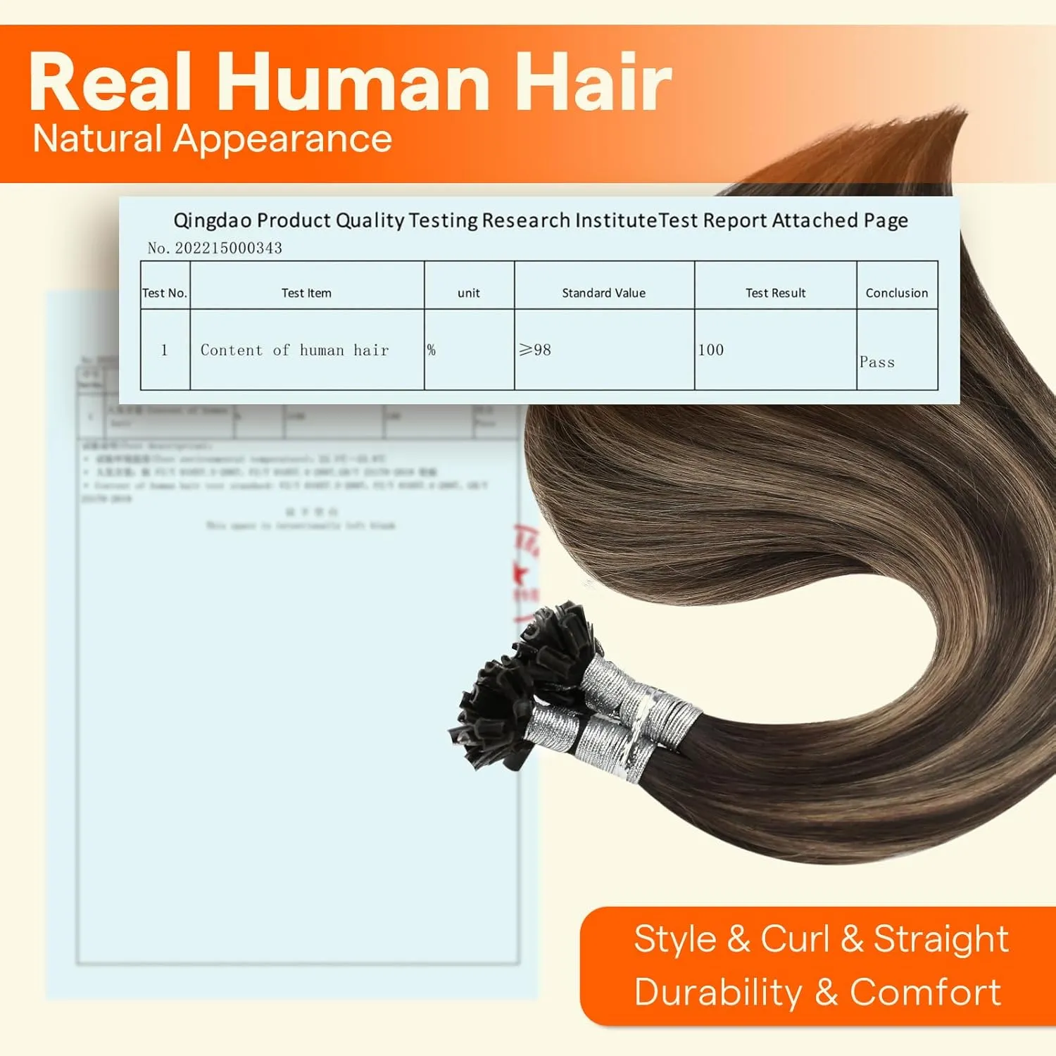Full Shine Balayage Brown Extensions U Tip Human Hair 22 Inch Long Straight Remy Hair Color 2 Darkest Brown Ombre 8 Ash Brown Highlight 2 Brown Ktip Extensions 50G/50S For Women