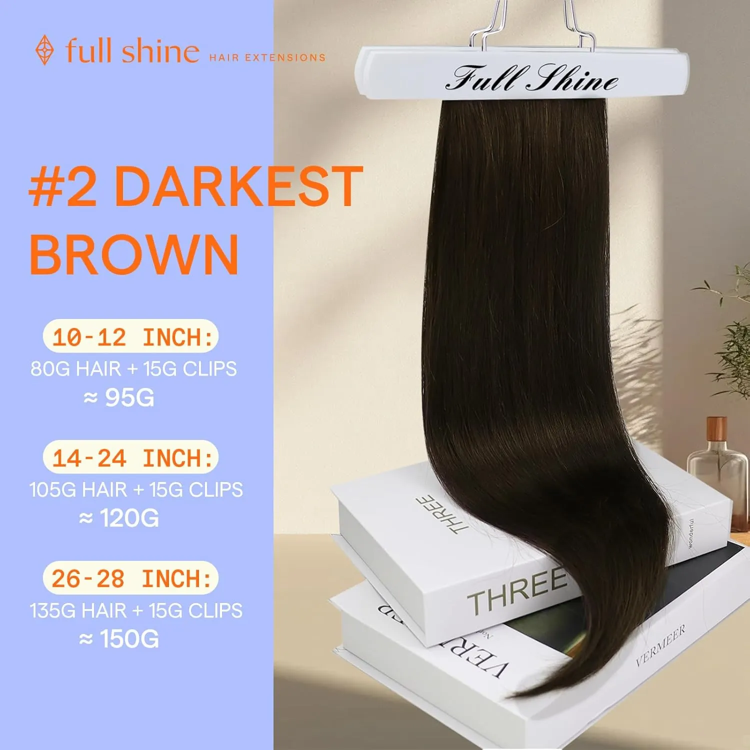 Full Shine Brown Clip in Hair Extensions Brazilian Hair Clip in Extensions for Women Dark Brown Hair Extensions Real Human Hair 7 Pcs 20 Inch 120 G
