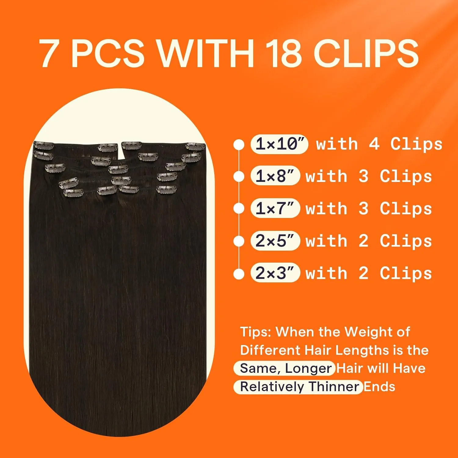 Full Shine Brown Clip in Hair Extensions Brazilian Hair Clip in Extensions for Women Dark Brown Hair Extensions Real Human Hair 7 Pcs 20 Inch 120 G