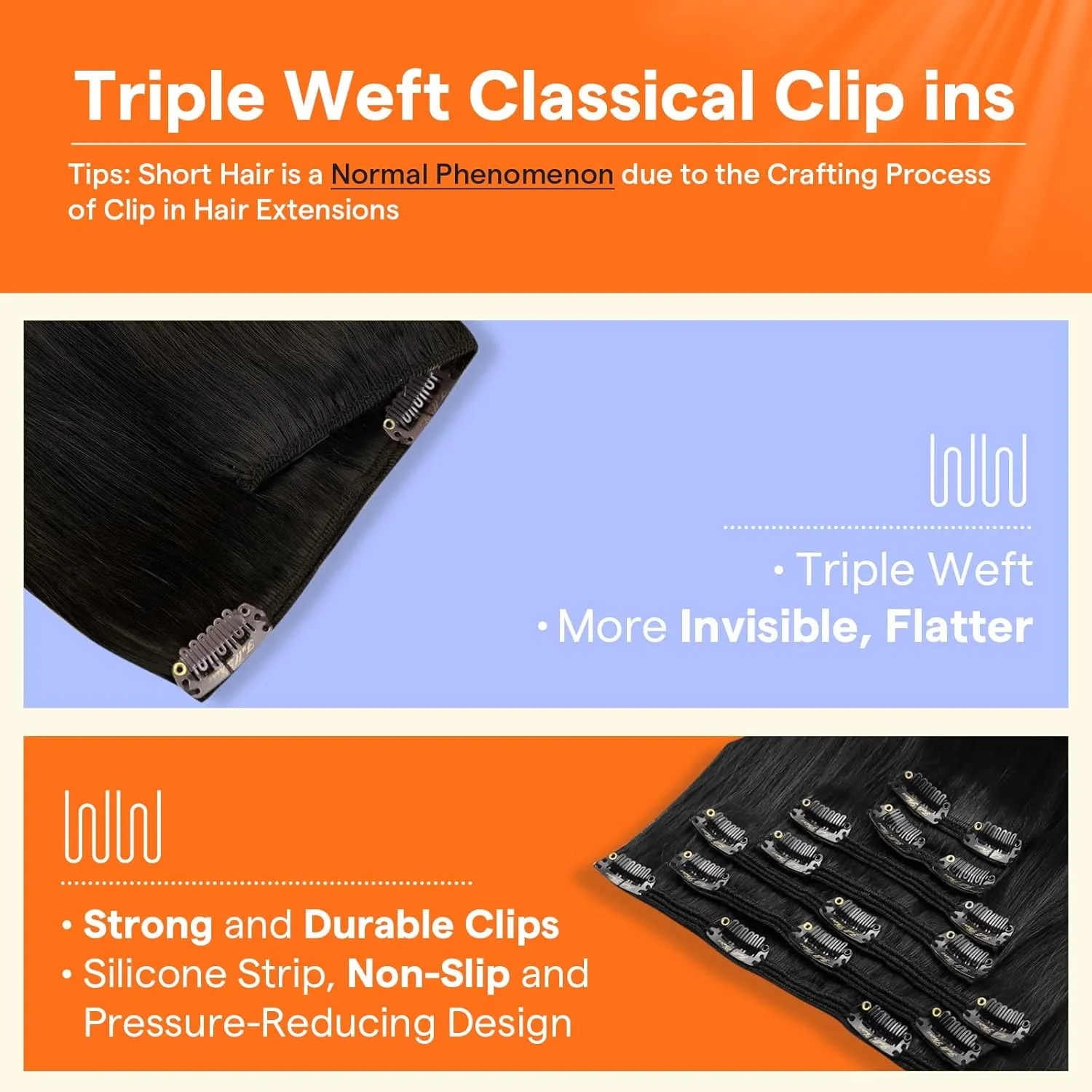 Full Shine Clip in Hair Extensions for Black Women Triple Weft Clip in Extensions Jet Black Hair Extensions Real Human Hair Short Straight Hair 10 Inch 7 Pcs 95 G