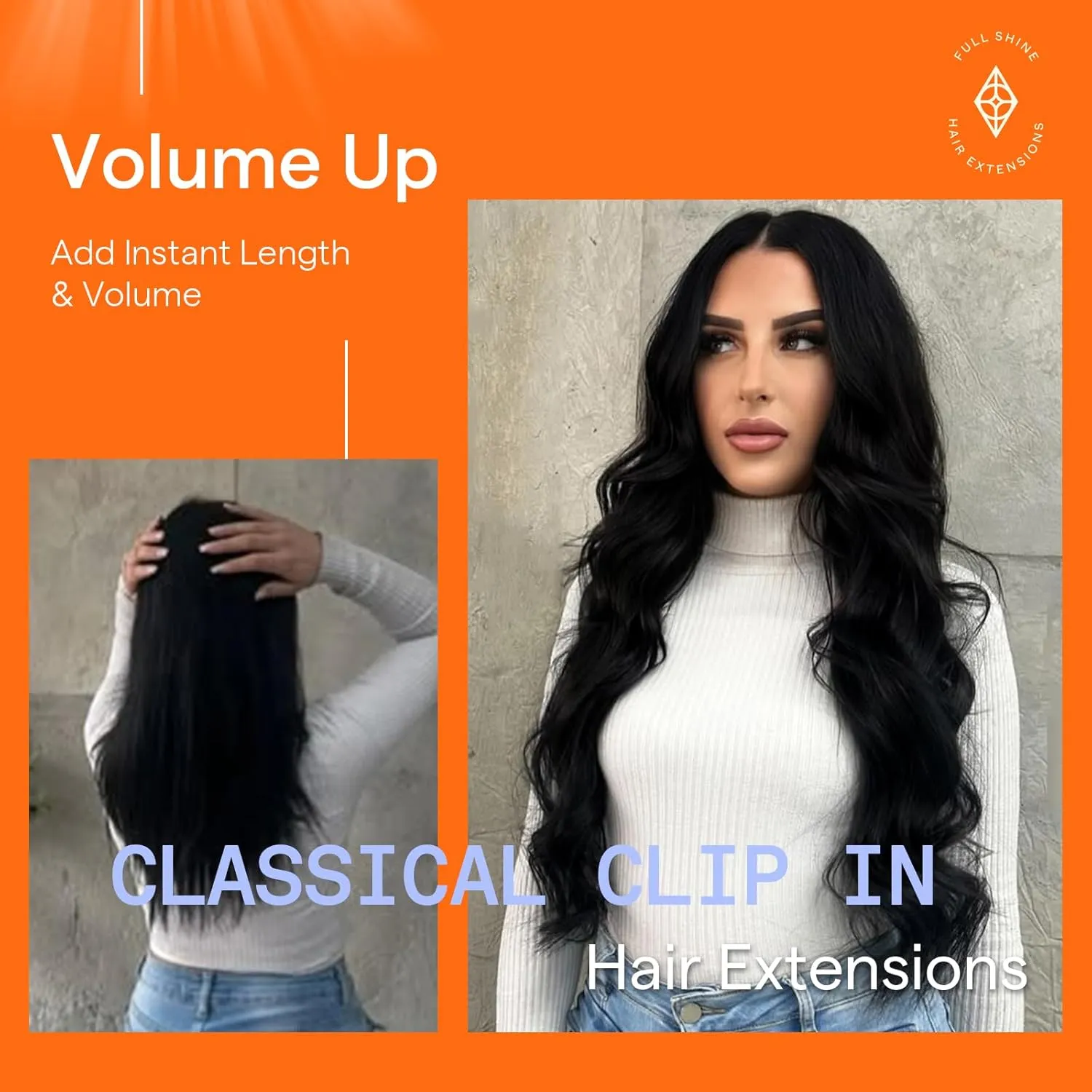 Full Shine Clip in Hair Extensions for Black Women Triple Weft Clip in Extensions Jet Black Hair Extensions Real Human Hair Short Straight Hair 10 Inch 7 Pcs 95 G
