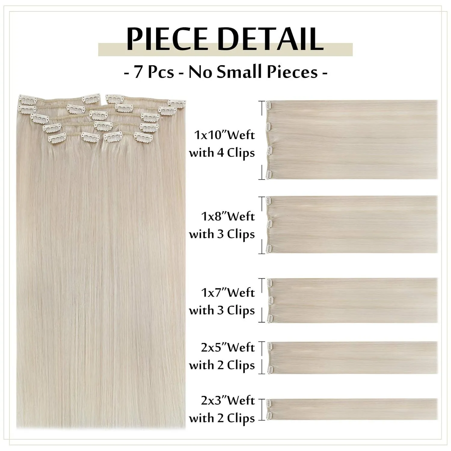 Full Shine Clip in Hair Extensions Real Human Hair Blonde Hair Extensions Clip ins for Women Blonde Hair Clip in Extensions Brazilian Straight Hair Thick Ends 20 Inch 7 Pcs 120 G
