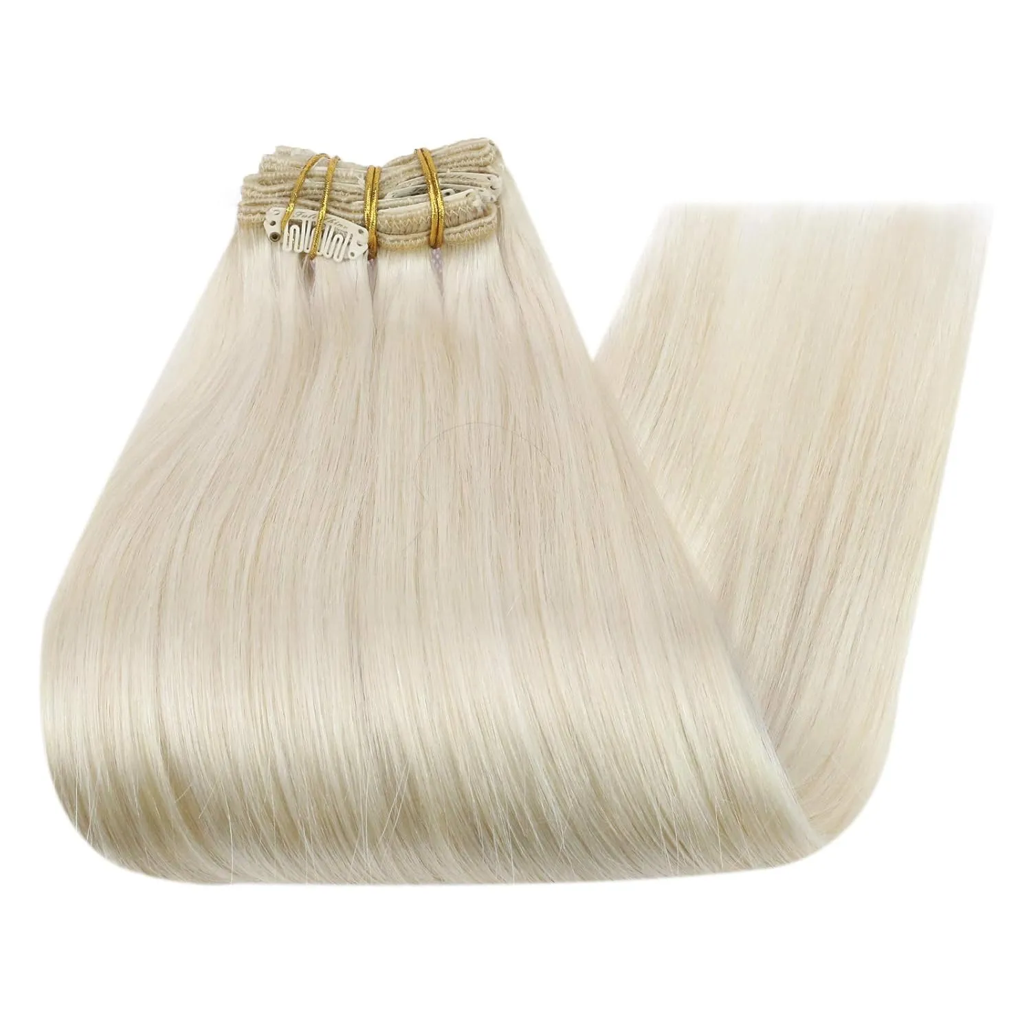 Full Shine Clip in Hair Extensions Real Human Hair Blonde Hair Extensions Clip ins for Women Blonde Hair Clip in Extensions Brazilian Straight Hair Thick Ends 20 Inch 7 Pcs 120 G