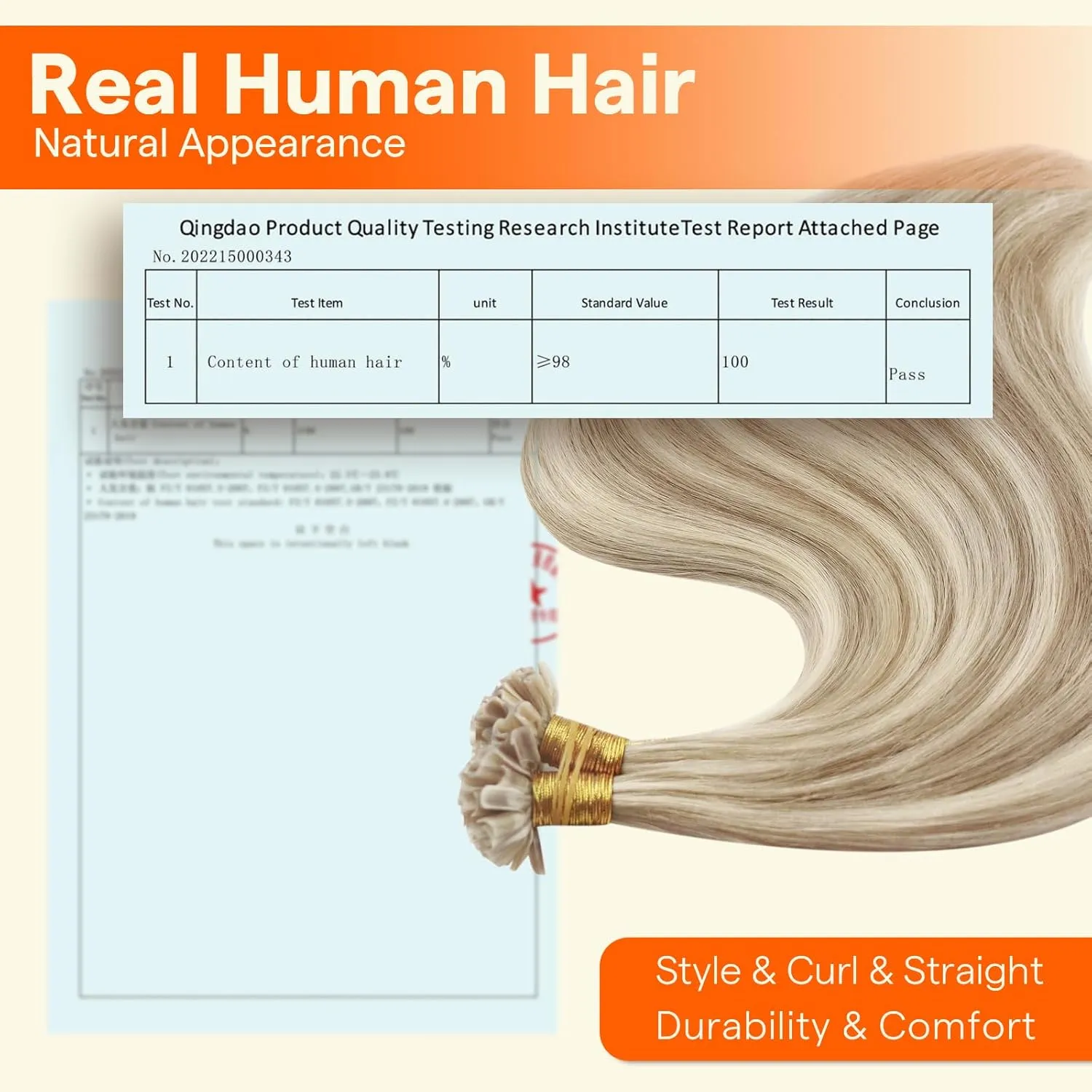 Full Shine Keratin Tip Hair Extensions Human Hair 22 Inch U Tip Human Hair Extensions P16/22 Blonde Highlight Extensions 50g/50s Fusion Extensions Remy Hair for Women