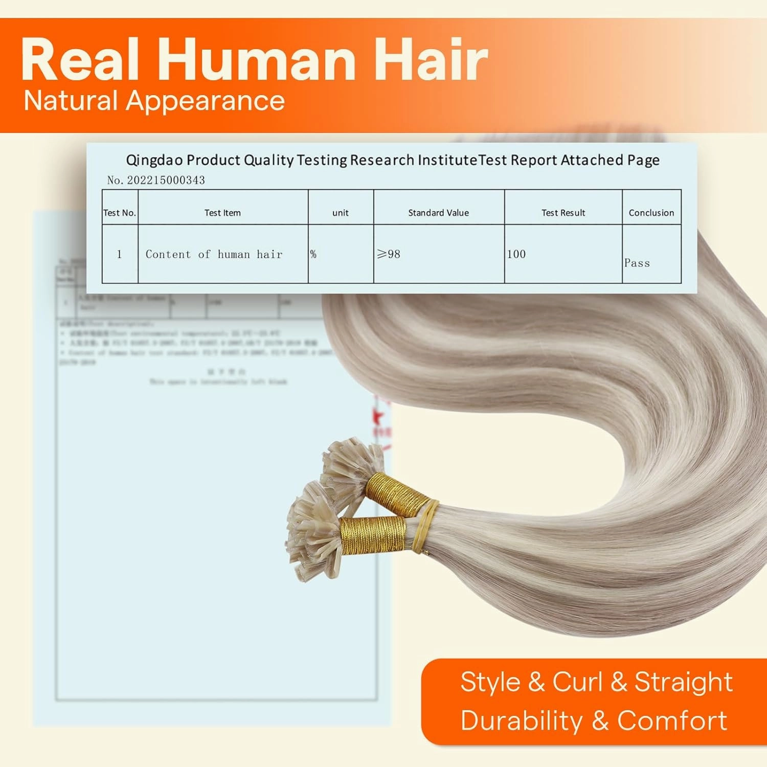 Full Shine U Tip Hair Extensions 20 Inch Keratin Human Hair Extensions Color 18 Ash Blonde Highlighted 613 Bleach Blonde Fusion Extensions Remy Hair 50g 50s Natural Prebonded Extensions