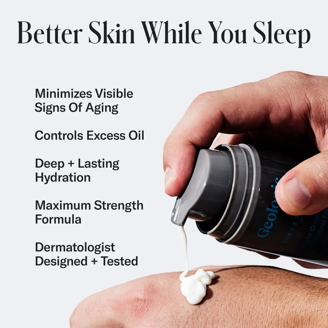 Geologie Sensitive Skincare Set for Men & Women | 1-Month Gentle & Effective Daily Skin Routine | Acne, Oily Skin, Dark Spots | Face Wash 2-Pack, Retinol Face Cream, SPF15 Moisturizer & Eye Cream