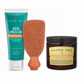 GILDEN TREE Maximum Strength 42% Urea Gel   2-Sided Foot Scrubber   Nourishing Foot Cream Bundle