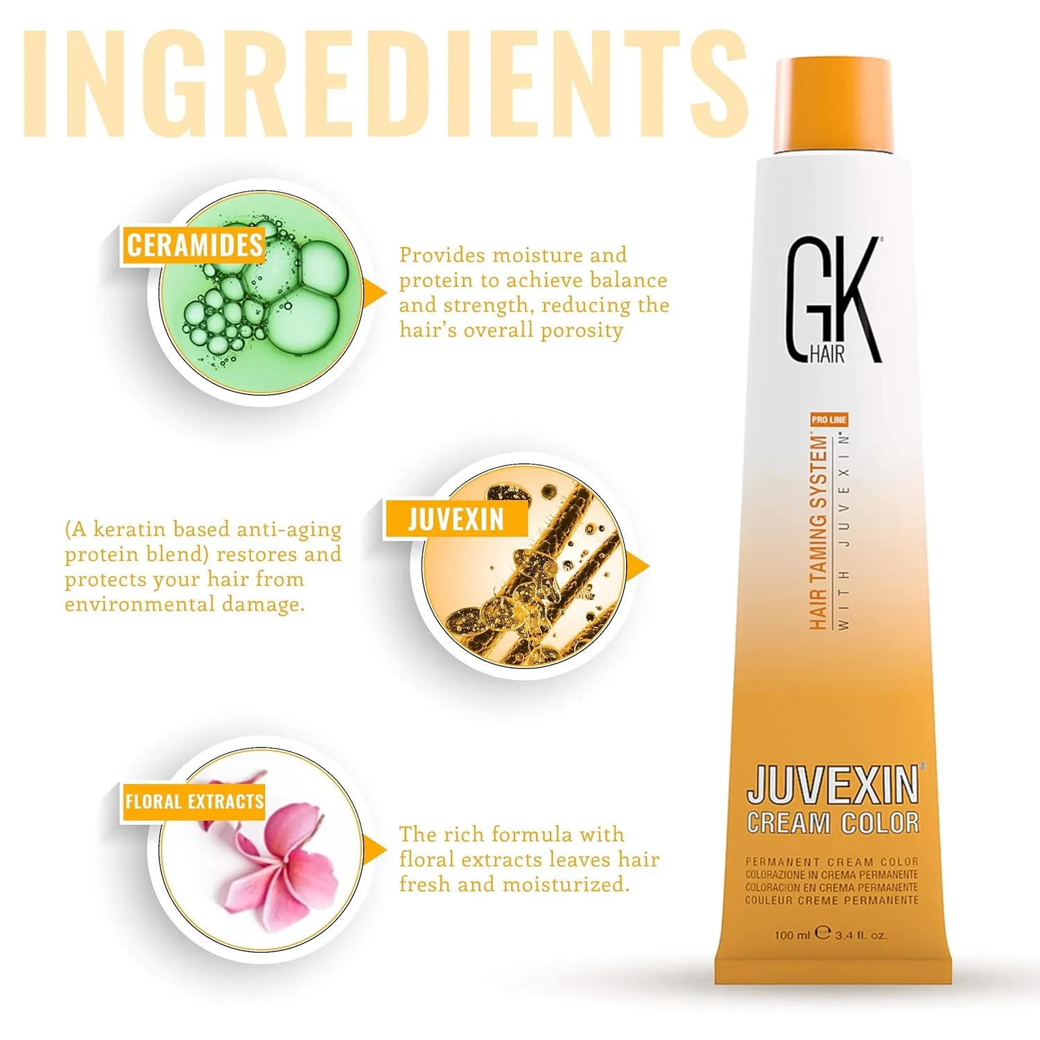 GK HAIR Global Keratin 10.1 Platinium Full Blonde Hair Color Cream Tube (3.4 Fl Oz/100ml)   20 Volume Developer (5 Fl Oz/150ml) - Professional Permanent Long Lasting Toner Dye