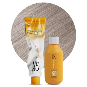 GK HAIR Global Keratin 10.1 Platinium Full Blonde Hair Color Cream Tube (3.4 Fl Oz/100ml)   20 Volume Developer (5 Fl Oz/150ml) - Professional Permanent Long Lasting Toner Dye