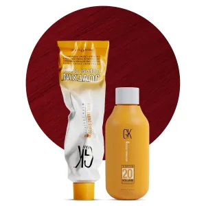 GK HAIR Global Keratin Mixtones Red Hair Color Cream Tube (3.4 Fl Oz/100ml)   20 Volume Developer (5 Fl Oz/150ml) - Professional Permanent Long Lasting Toner Dye