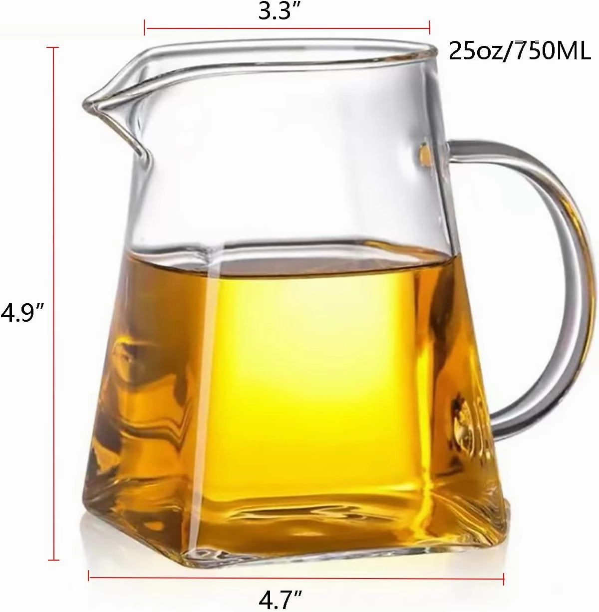 Glass Pitcher with Handle, Milk and Cream Pitcher Cup Jug, Heat Resistant Borosilicate Glass Creamer for Coffee Tea or Maple Syrup Serving, Stovetop & Microwave Safe (25oz/ 750ML)