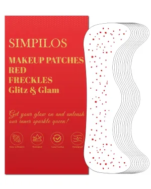 Glitter Freckles Face Tattoo, Red Face Glitter - Waterproof and Long-Lasting Face Glitter Speckles, Sparkle Makeup Patches for Festivals and Parties (RED - 8 Sheets)