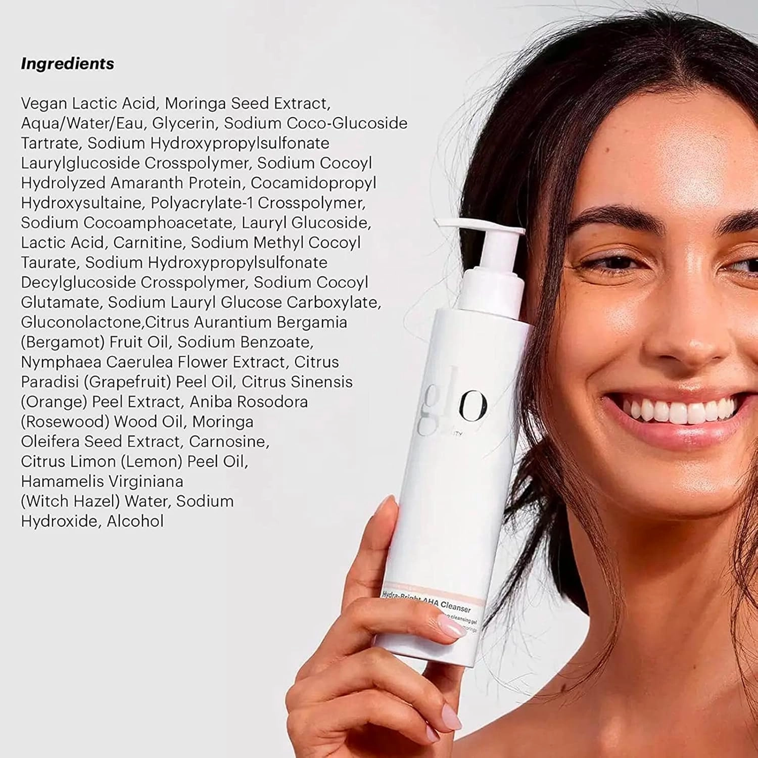 Glo Skin Beauty Hydra-Bright AHA Cleanser, Travel Size - Foaming Gel Cleanser Removes Makeup, Gently Exfoliates, Hydrates and Brightens Skin (2 Fl Oz)