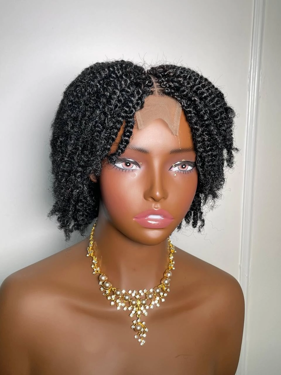 Glueless Kinky Twist Wig for Black Women (Black)