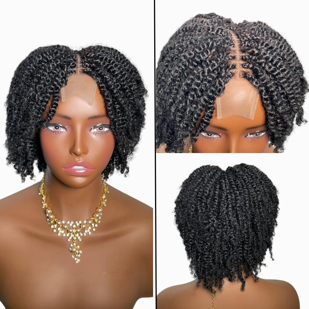Glueless Kinky Twist Wig for Black Women (Black)