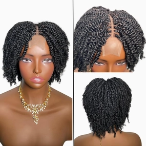 Glueless Kinky Twist Wig for Black Women (Black)
