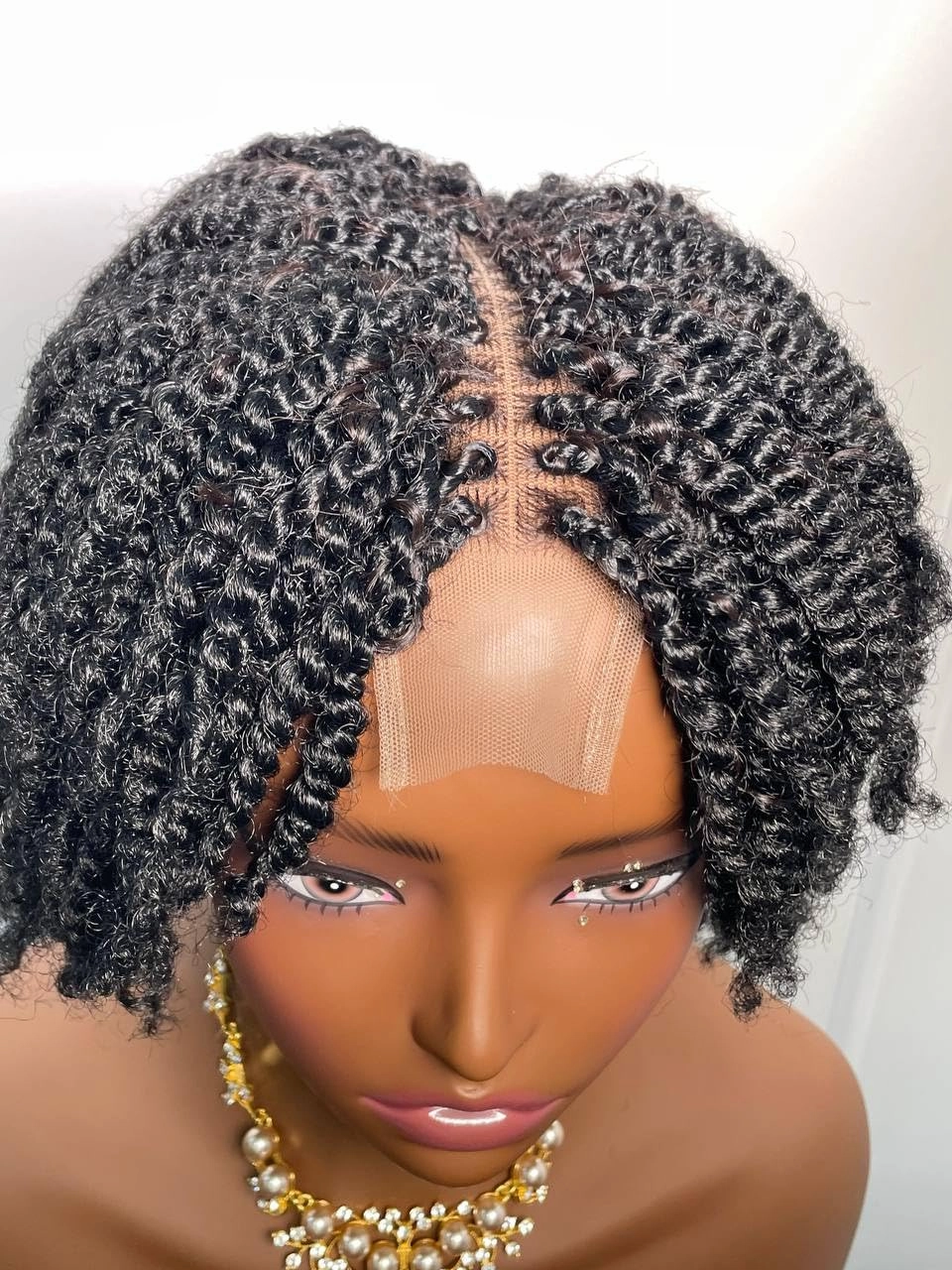 Glueless Kinky Twist Wig for Black Women (Black)