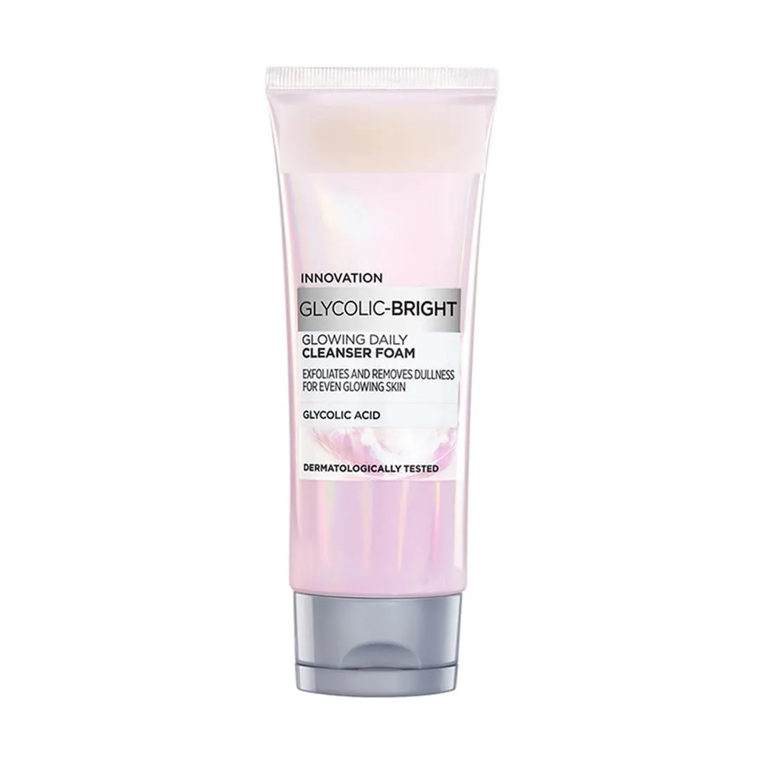 Glycolic Bright Daily Foaming Face Cleanser, 100ml | Glycolic Acid Face Wash for Dull Skin | Daily Glowing Facial Cleanser | Suitable for All Skin Types