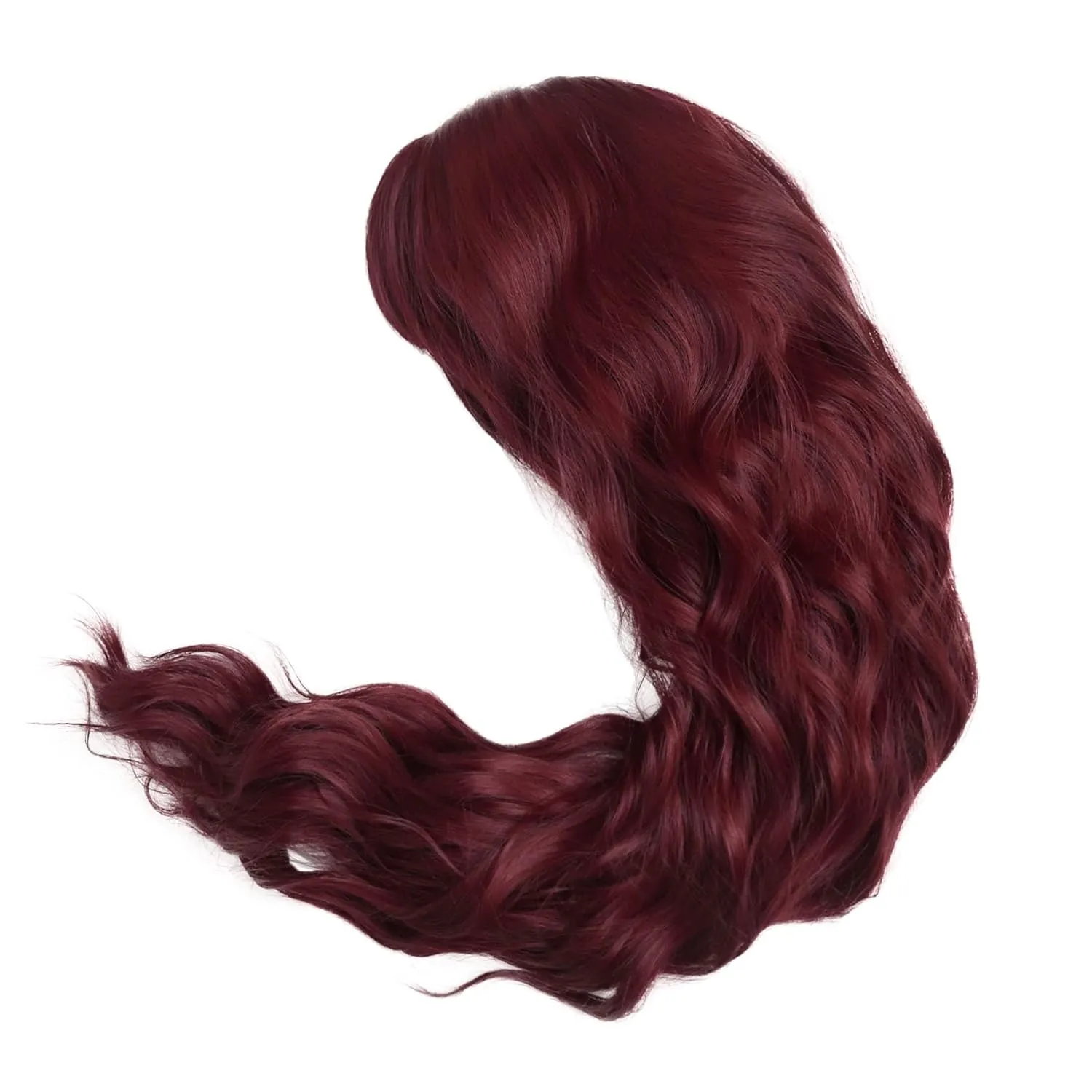 GNIMEGIL 28 inch Gorgeous Burgundy Wavy Wig with Bangs Long Curly Hair Wigs for Women in Synthetic Hair