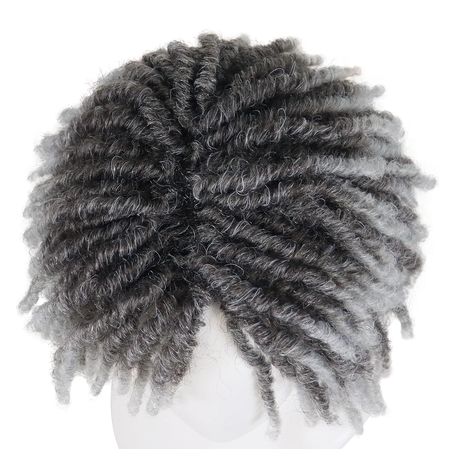 GNIMEGIL Mens Dreadlock Wig Cosplay Ombre Grey Curly Hairstyle Male Fake Dreads Hair Loc Short Braided Wig with Bangs Realistic Twist Rasta Wigs Funny Dress Up Costume Party
