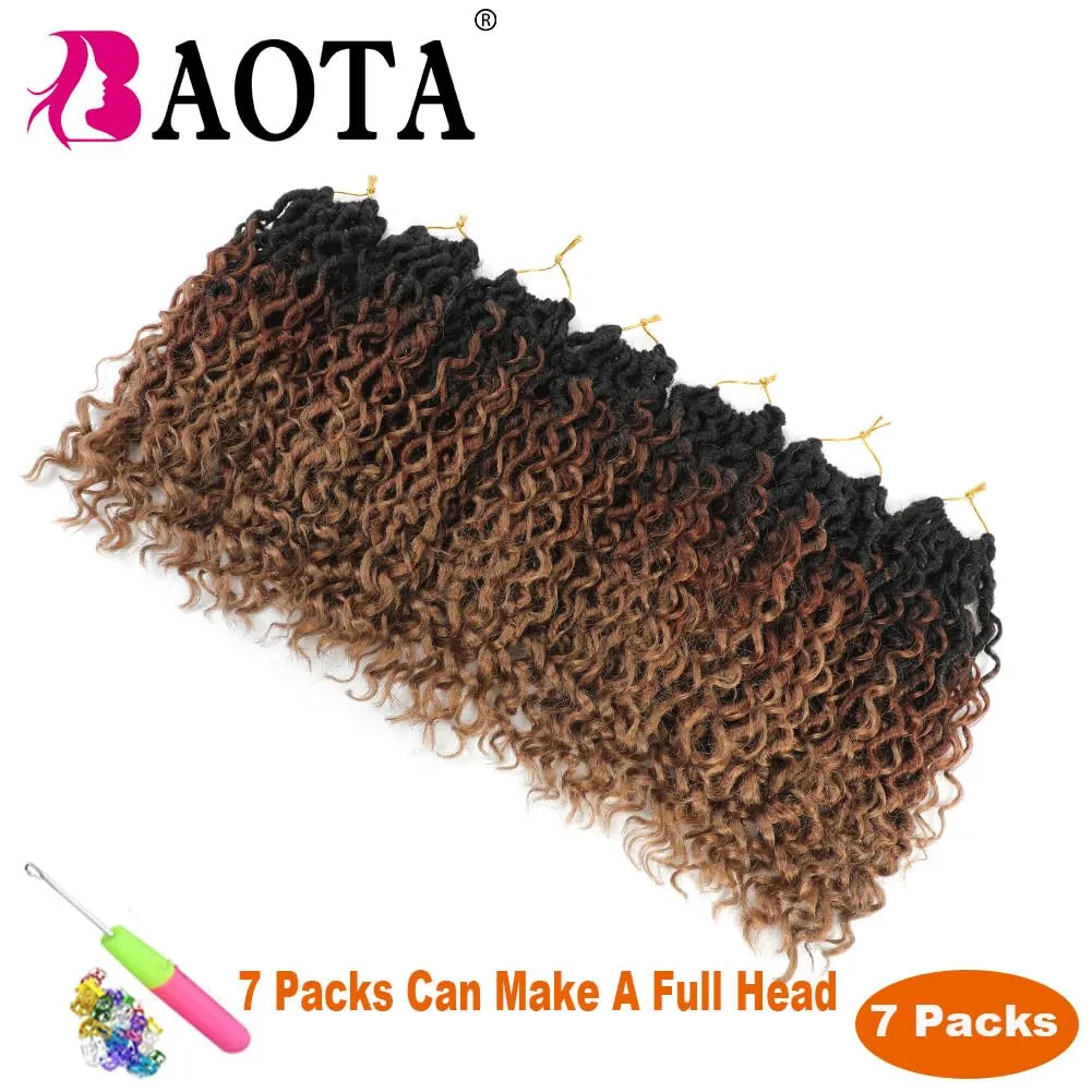 Goddess Locs Crochet Hair 10 Inch 7 Packs Faux Locs Crochet Hair for Black Women Pre Looped Crochet Hair with Curly Ends River Locs Synthetic Hair Extensions (1B/30/27#)