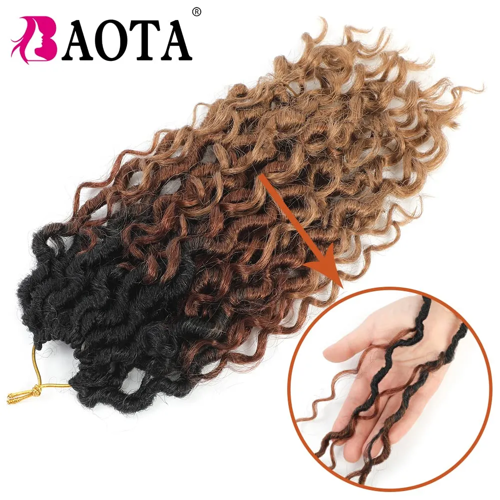 Goddess Locs Crochet Hair 10 Inch 7 Packs Faux Locs Crochet Hair for Black Women Pre Looped Crochet Hair with Curly Ends River Locs Synthetic Hair Extensions (1B/30/27#)