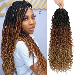 Goddess Locs Crochet Hair 10 Inch 7 Packs Faux Locs Crochet Hair for Black Women Pre Looped Crochet Hair with Curly Ends River Locs Synthetic Hair Extensions (1B/30/27#)