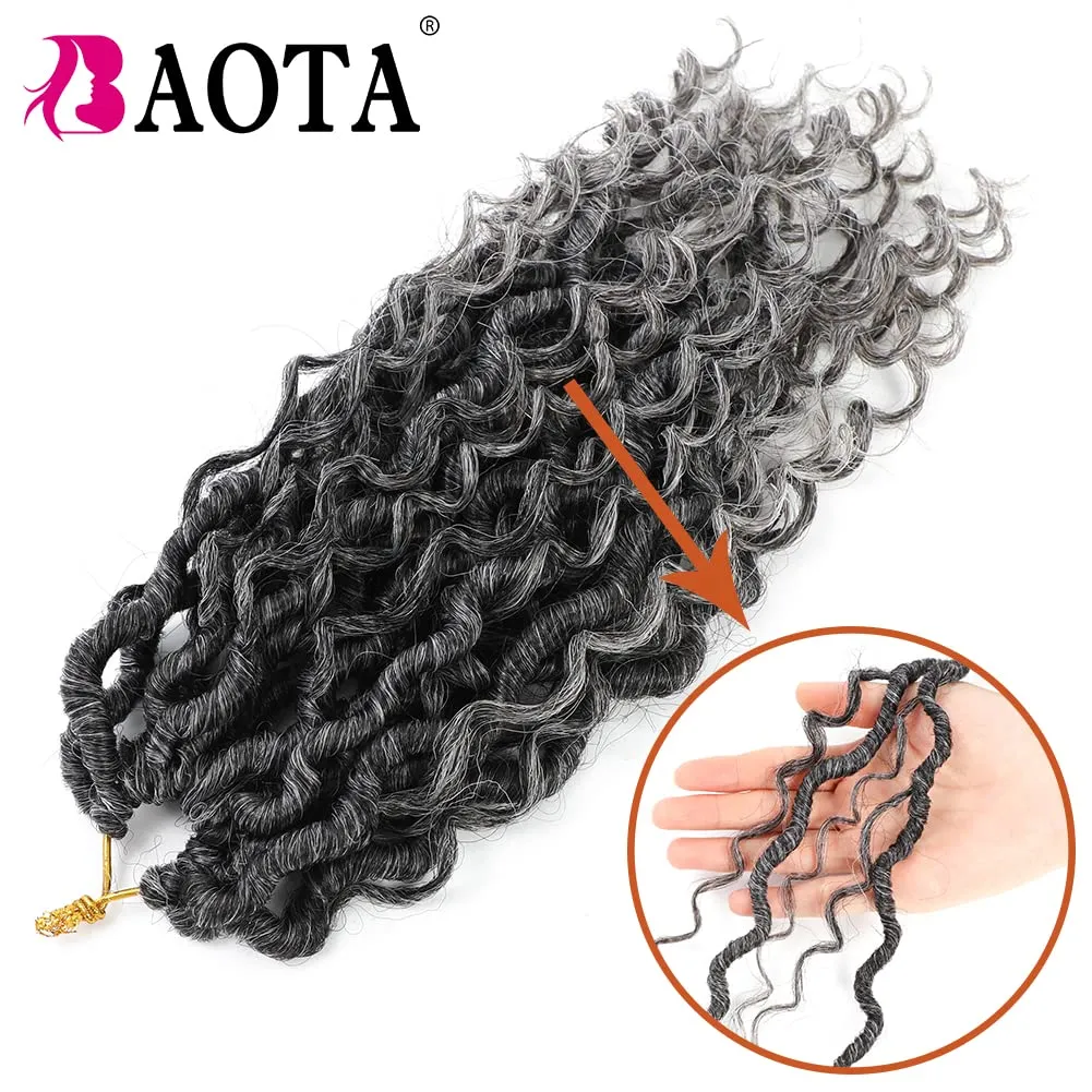 Goddess Locs Crochet Hair 10 Inch 7 Packs Faux Locs Crochet Hair for Women Pre Looped Gray Soft Locs with Curly Hair (T1B/Gray#)