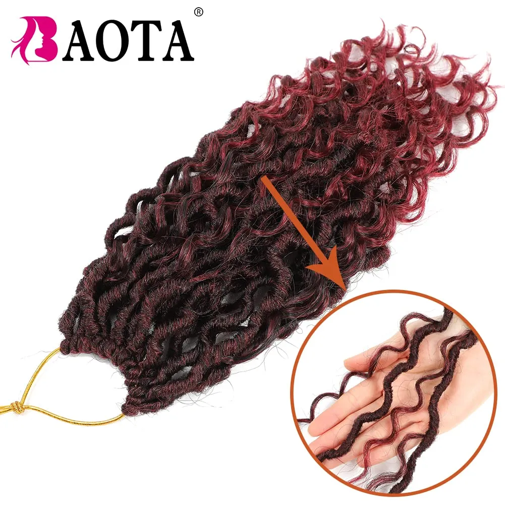 Goddess Locs Crochet Hair 10 Inch 7 Packs River Locs Red Faux Locs Hair for Women Pre Looped Crochet Braids with Curly Ends Locs Crochet Hair (1B/BUG#)