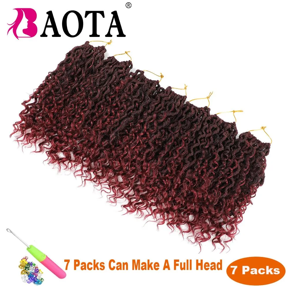 Goddess Locs Crochet Hair 10 Inch 7 Packs River Locs Red Faux Locs Hair for Women Pre Looped Crochet Braids with Curly Ends Locs Crochet Hair (1B/BUG#)