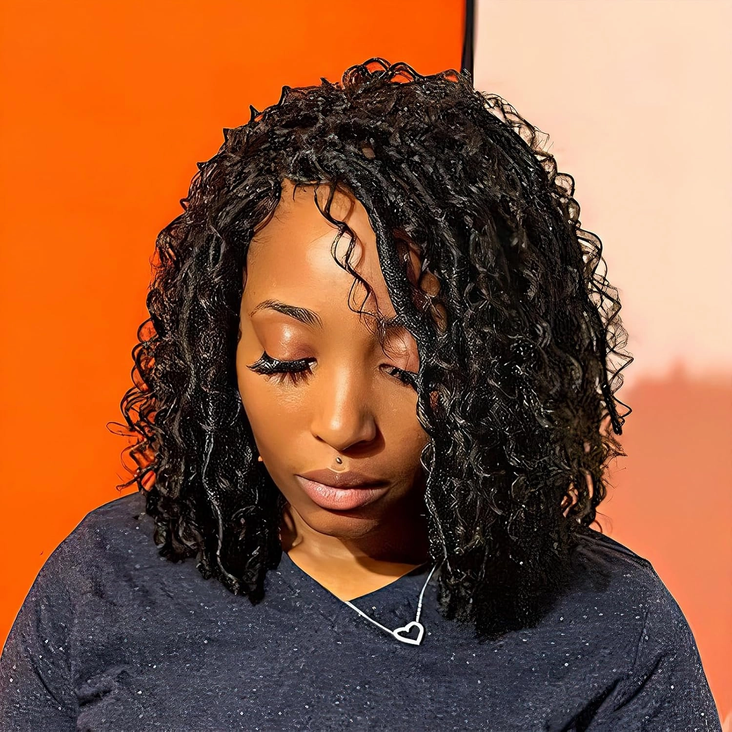 Goddess Locs Crochet Hair 10 Inch 7 Packs Faux Locs Crochet Hair for Women Pre Looped Crochet Hair with Curly Ends River Locs Crochet Hair Extensions (1B#)