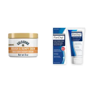 Gold Bond 8oz Rough & Bumpy Daily Therapy Cream & PanOxyl 10% Benzoyl Peroxide 5.5oz Acne Foaming Face Wash Bundle