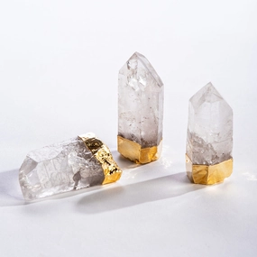 Gold Gilded Natural Standing Quartz Point
