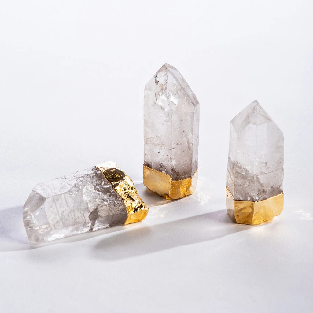 Gold Gilded Natural Standing Quartz Point