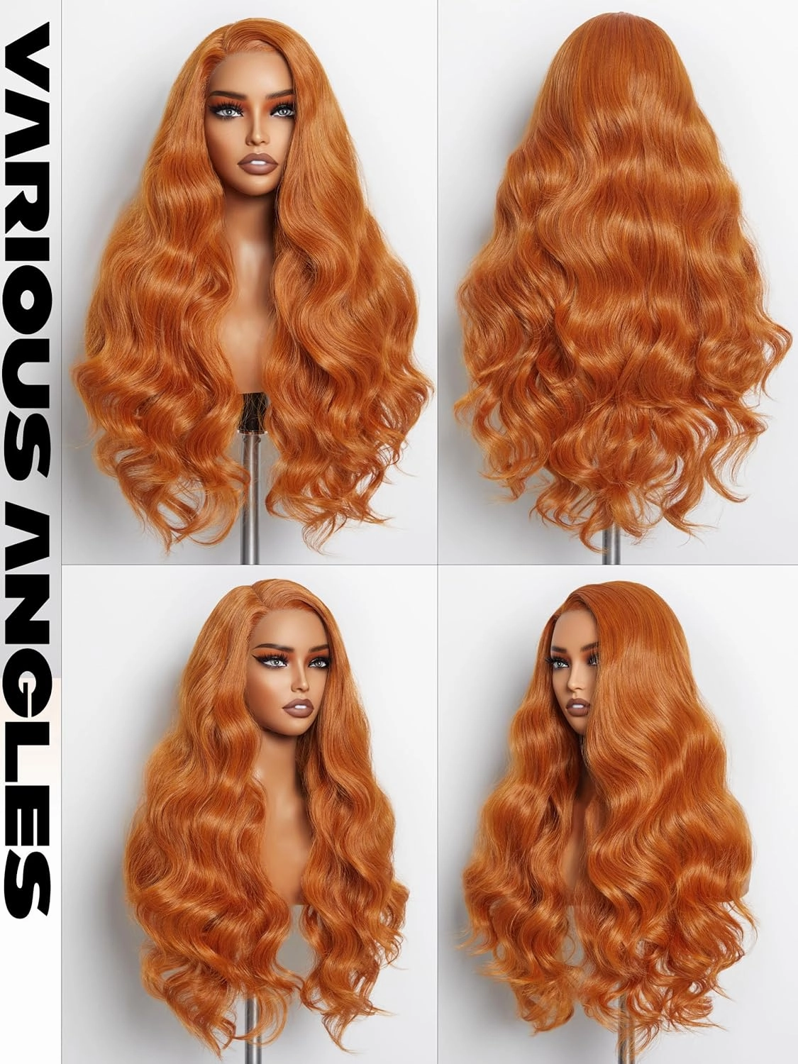 GORGIUS Ginger Orange Loose Wave Lace Front Wig Pre Cut T Part Long Wavy Wig Upgraded with Premium Synthetic Fiber 26 Inch