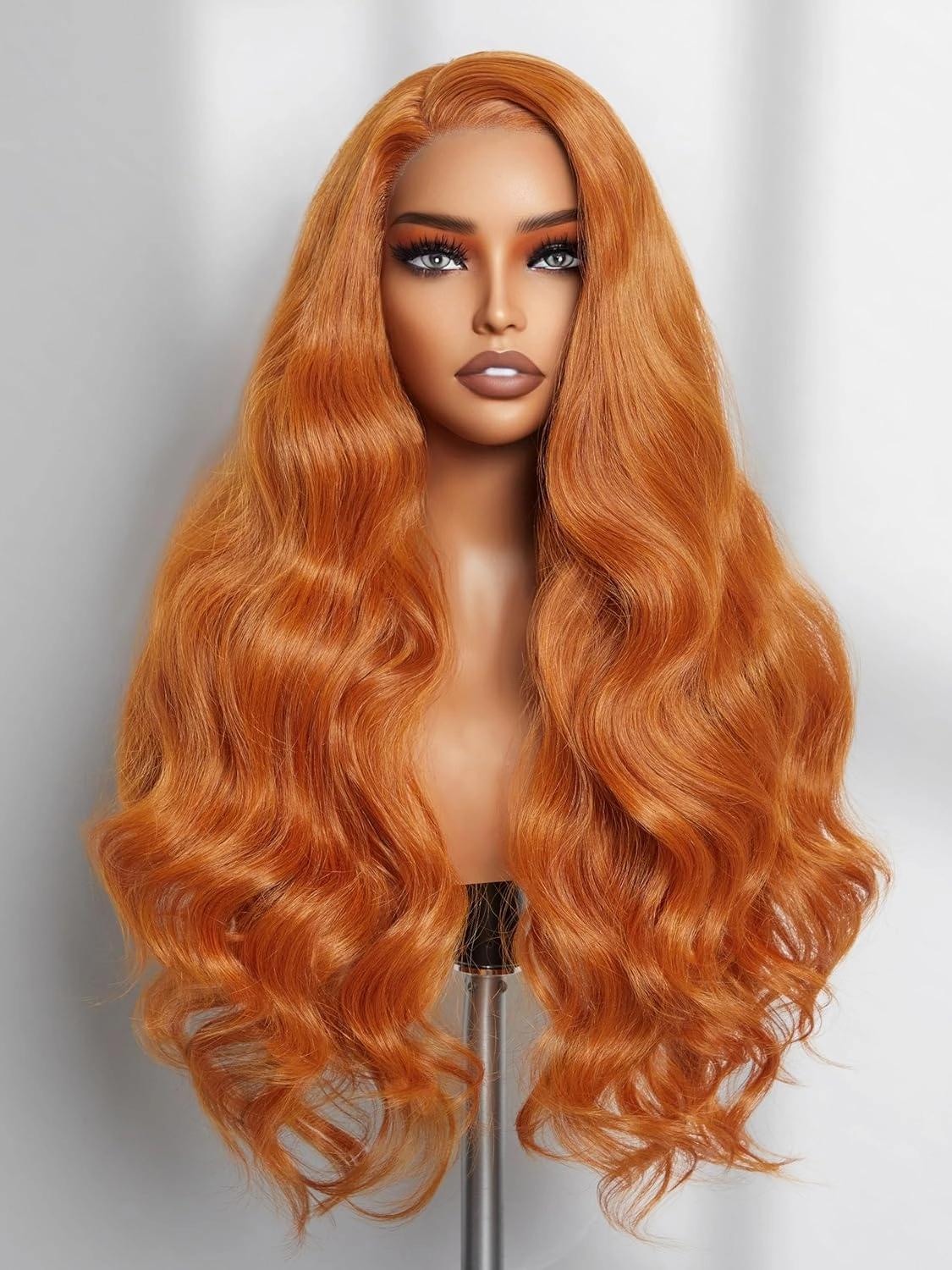 GORGIUS Ginger Orange Loose Wave Lace Front Wig Pre Cut T Part Long Wavy Wig Upgraded with Premium Synthetic Fiber 26 Inch