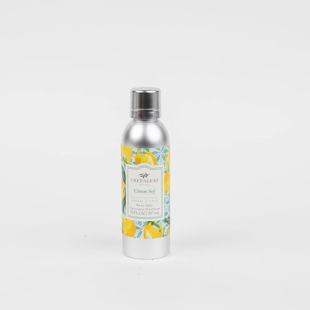 Greenleaf Gifts Citron Sol Scented Room Air Freshener Spray | Non-Aerosol 7 oz Spray | Lemon Scented Air Freshener for Home | Home Fragrance for Bedroom & Bathroom