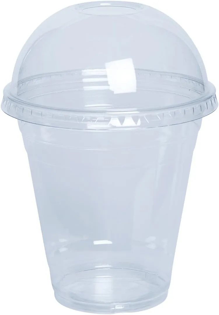 GUSTO [12 oz. - 50 Count Clear Plastic Cups With Dome Lids - Perfect for Smoothies, Milkshakes, and To-Go Beverages (Formerly Comfy Package)