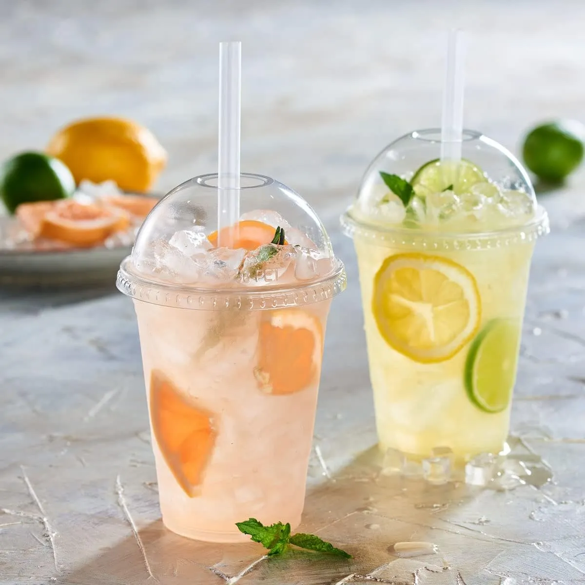 GUSTO [16 oz. - 50 Count Clear Plastic Cups With Dome Lids - Perfect for Smoothies, Milkshakes, and To-Go Beverages (Formerly Comfy Package)