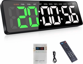 Gym Timer, 16.5" Large Digital Wall Clock for Gym Interval Workout, Remote Control LED Digital Timer for Home Decor, Living Room, Office, Gym, Classroom