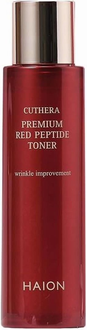 HAION CUTHERA Premium Red Peptide Toner 130mL, Anti-Wrinkle, Natural Ingredients, Volcanic Ash Soil, Turmeric and Small Molecular Peptide, Non-Irritating Tested, Made in Jeju, Made in Korea