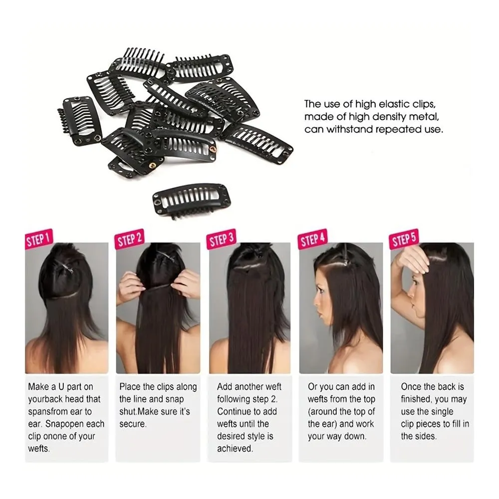 Hair Extensions, 16 card suit chemical fiber long curly hair extension piece big wave curly hair seven-piece set of card hair,for Women(Silver-white)