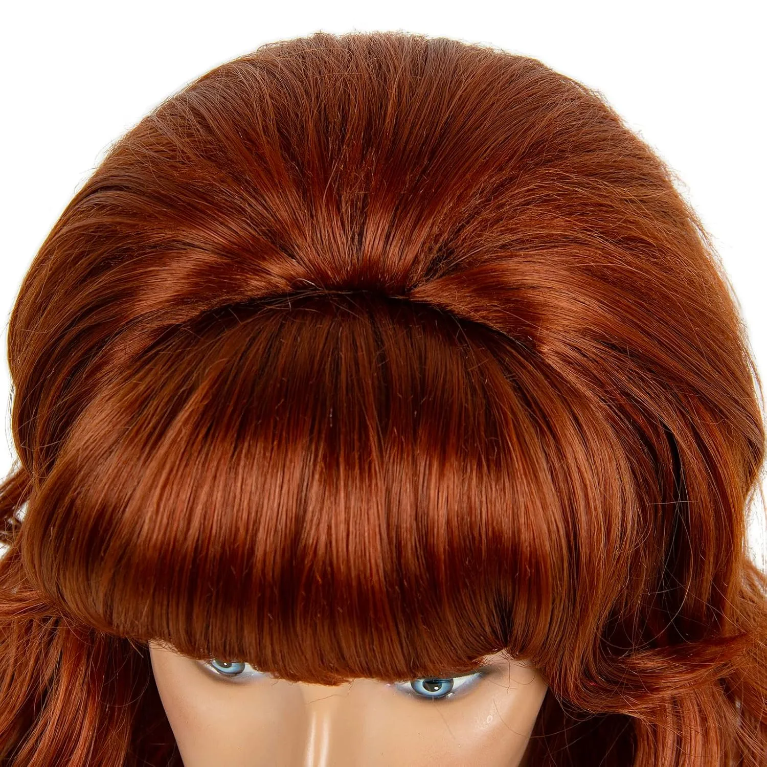 H&Bwig Retro Auburn Copper Beehive Wig - Big Bouffant Curly/Wavy Hair for 50s-80s Women's Costume Parties & Cosplay Events