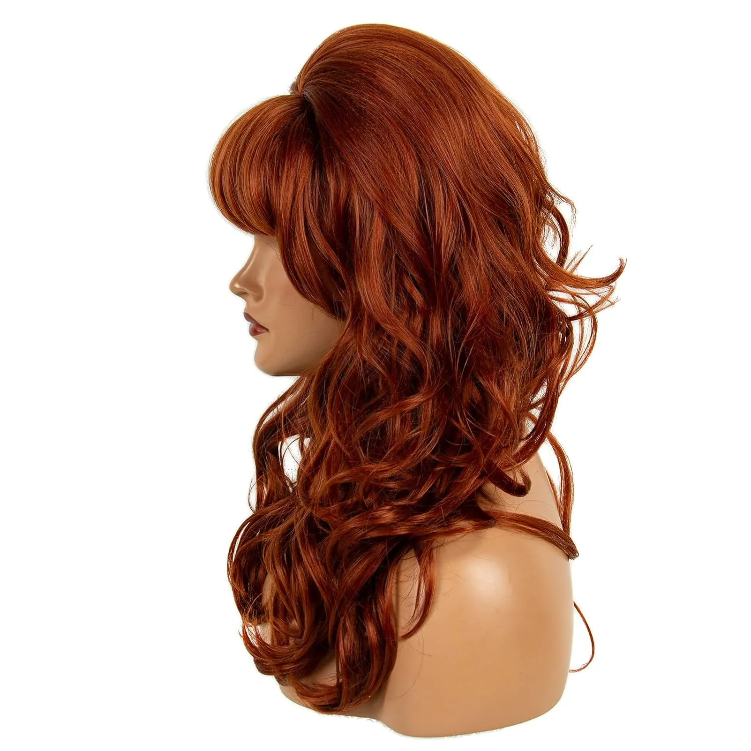 H&Bwig Retro Auburn Copper Beehive Wig - Big Bouffant Curly/Wavy Hair for 50s-80s Women's Costume Parties & Cosplay Events