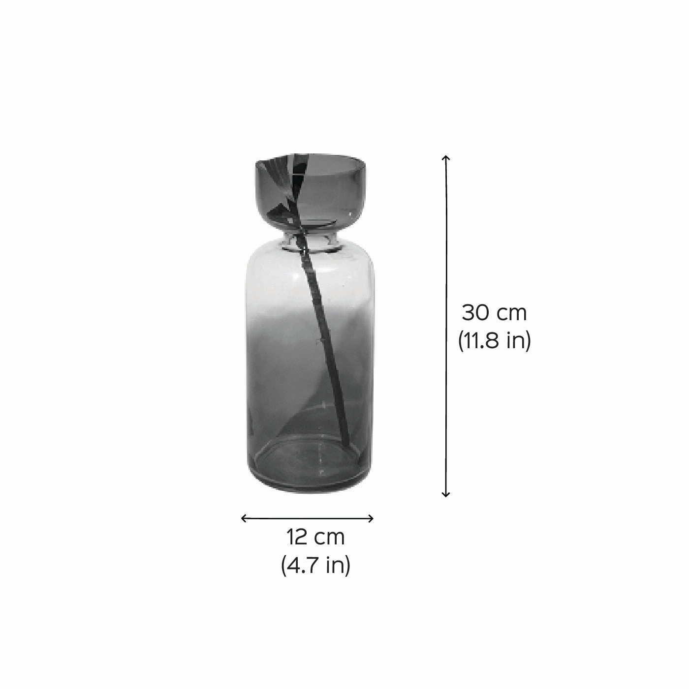 Handmade Haze Brown Grande Tinted Glass Vase | 11.8 inch