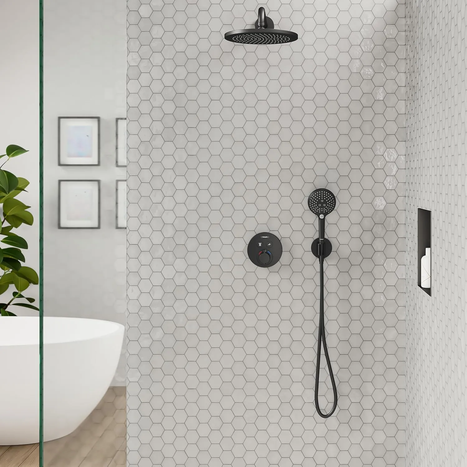 hansgrohe FixFit S Handheld Shower Wall Outlet 1/2-inch Thread Connection in Matte Black, 26888671