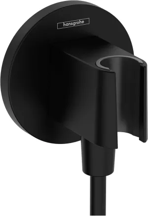 hansgrohe FixFit S Handheld Shower Wall Outlet 1/2-inch Thread Connection in Matte Black, 26888671