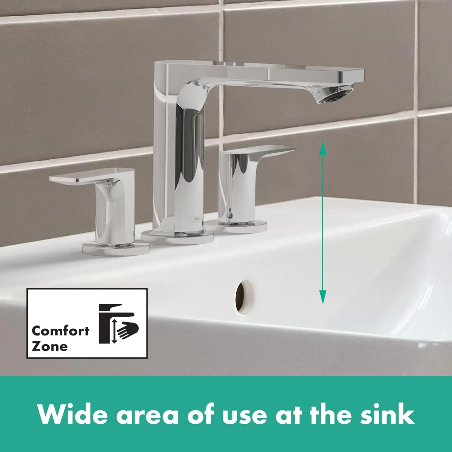 Hansgrohe Rebris E Contemporary 2-Handle 3-Hole 5-inch Tall Bathroom Sink Faucet in Matte Black, 72532671