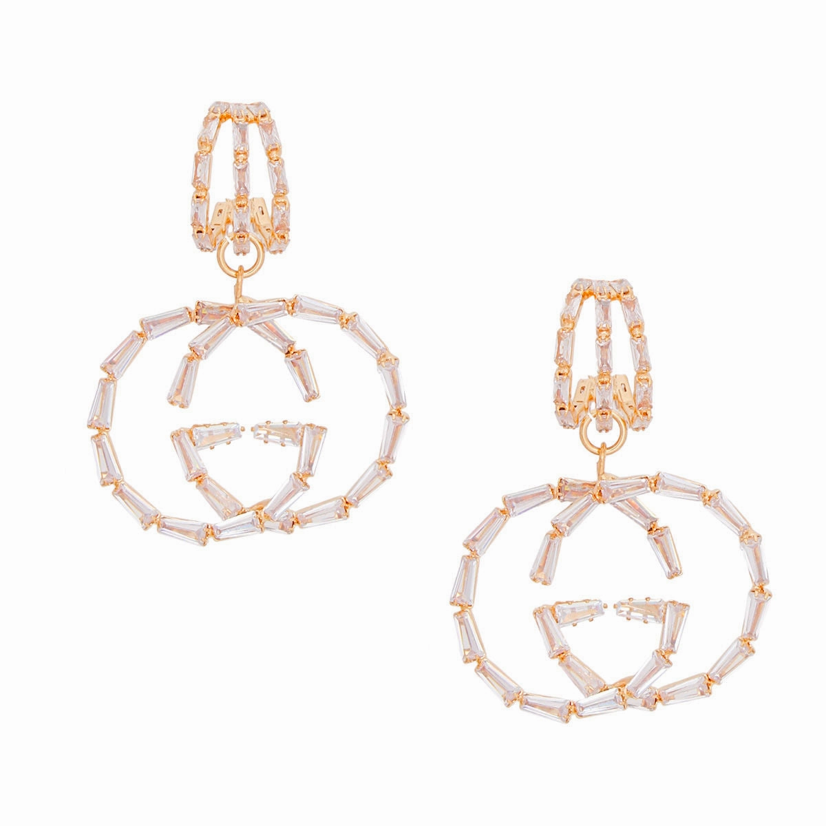 Hoops Gold Crystal Italian Luxe Charm Earrings